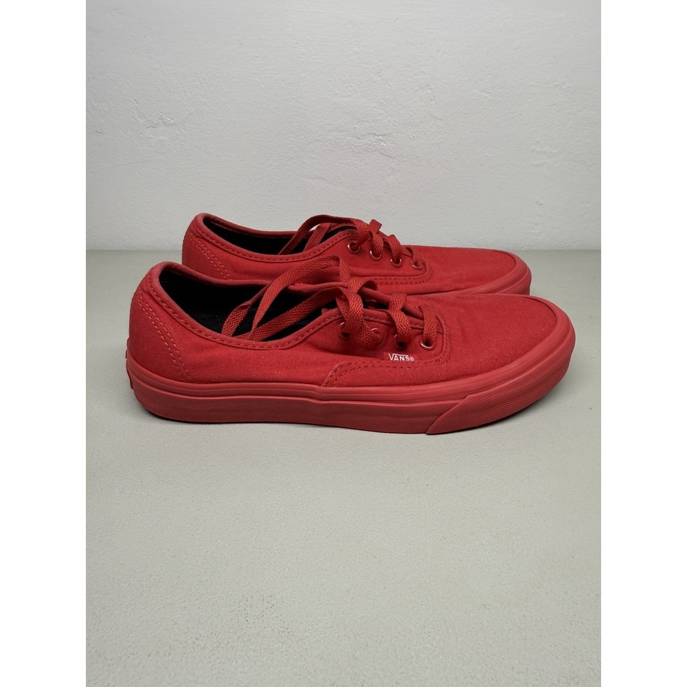 Vans All Red Canvas Authentic Skate Sneakers Men's 6 Women's 7.5